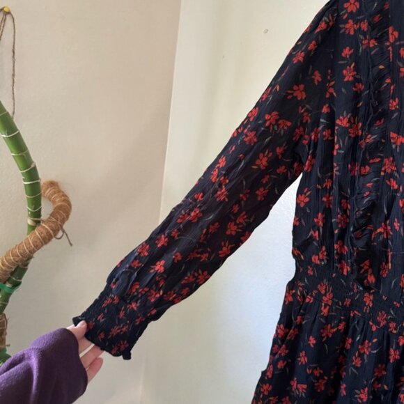 Garnet Hill | Ruffle Crêpe Floral Midi Dress - Picture 4 of 8